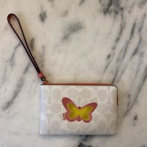 Coach butterfly 🦋 signature zip wristlet NWT AND ORIGINAL PACKAGING